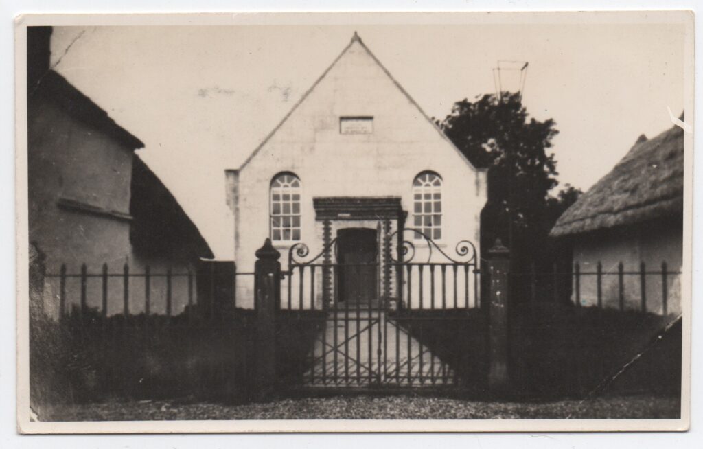 Chrishall village hall when it was the Chapel with lamp
