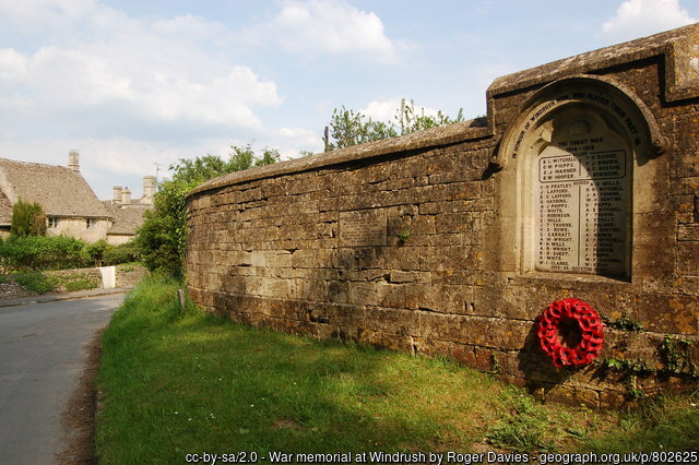 Eustace Hooper - War Memorial, Windrush, Gloucestershire