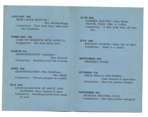 womens institute chrishall 1952 programme