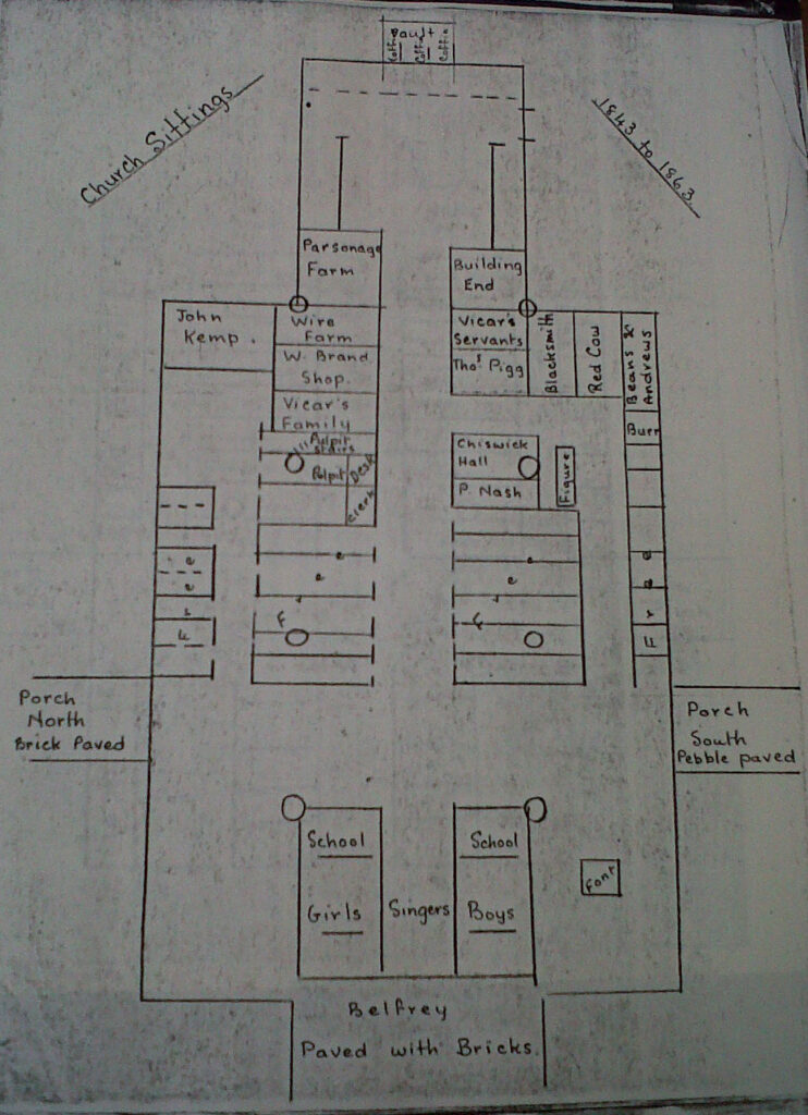 Chrishall Church Seating plan 1843