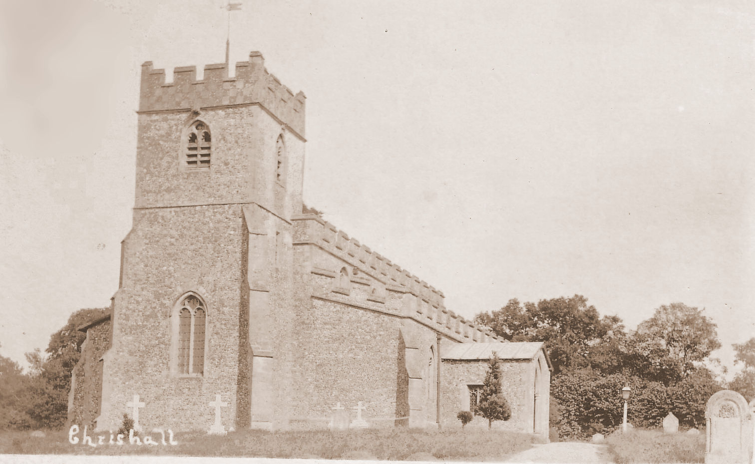 Chrishall church without the spire 1914